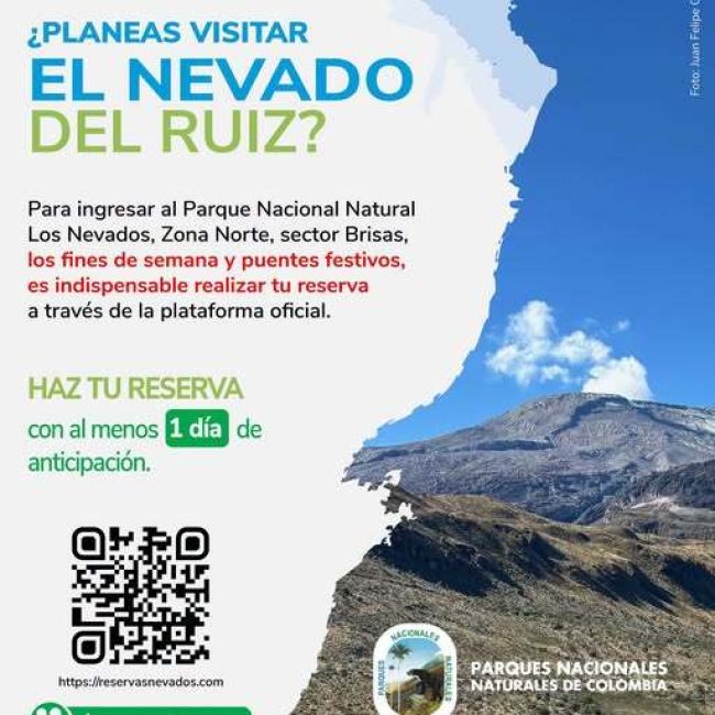 Nevado del Ruiz refuerza requisitos de ingreso al Parque Nacional Natural Los Nevados durante fines de semana y puentes festivos