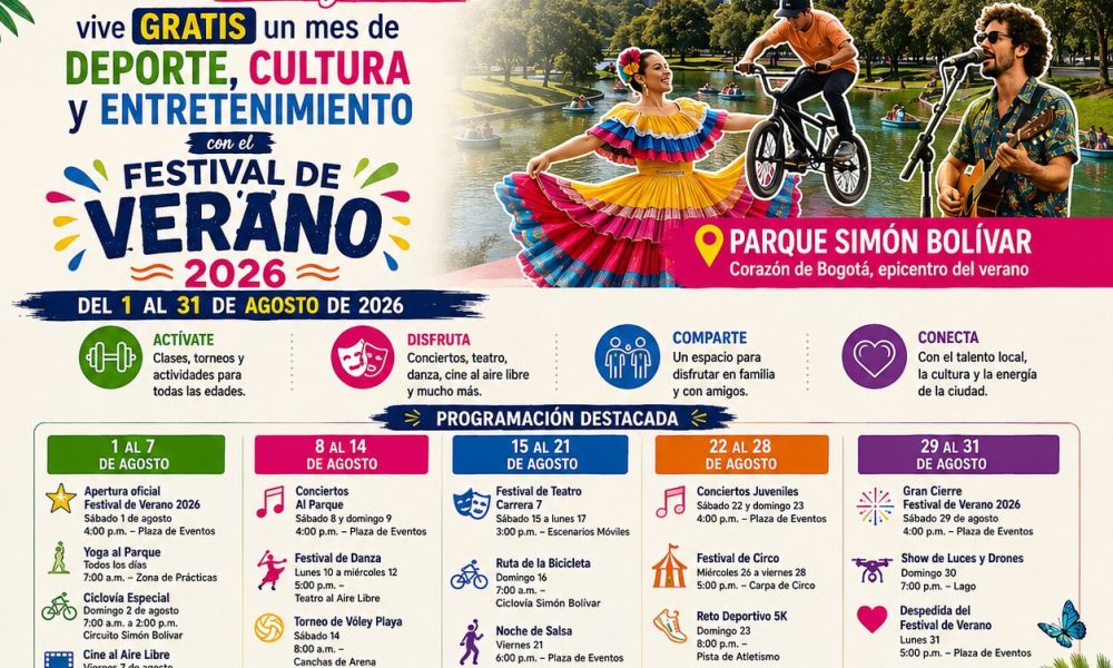Festival de Verano 2026: Bogotá se llena de deporte, cultura y entretenimiento gratuito durante agosto